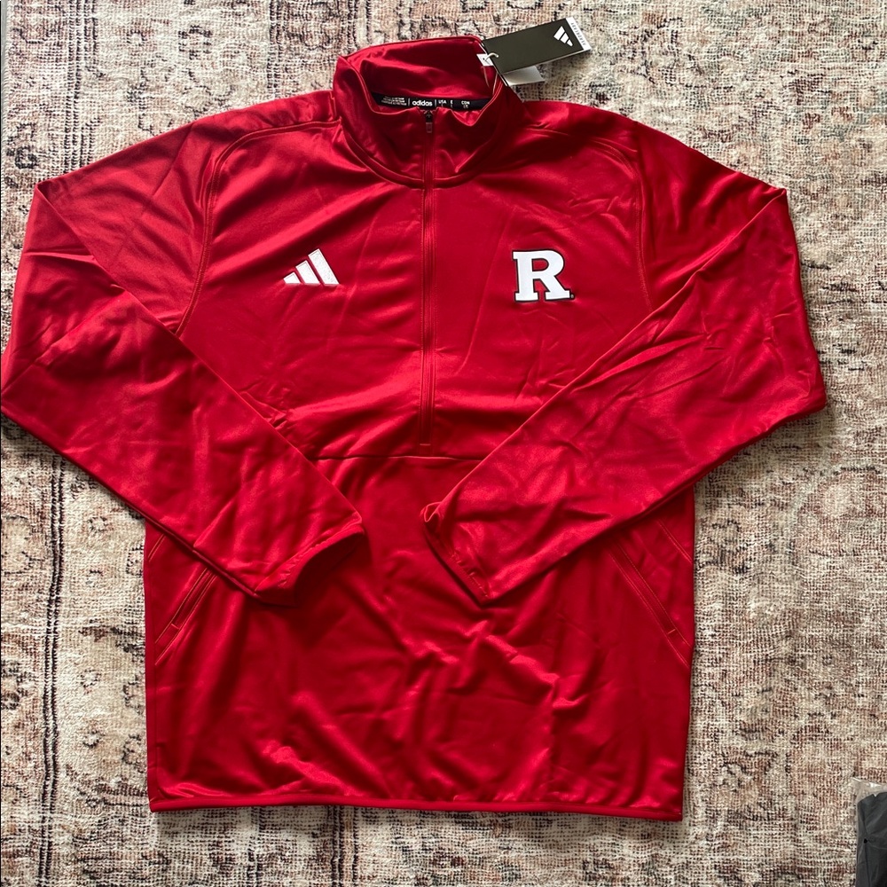 Adidas Men's Rutgers 1/4 Zip Long Sleeve Sweatshirt